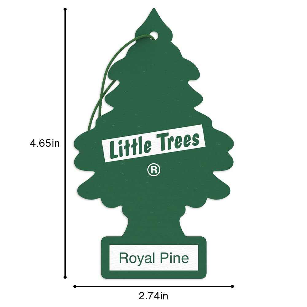 Little Trees air freshener in Royal Pine scent with dimensions 4.65 by 2.74 inches