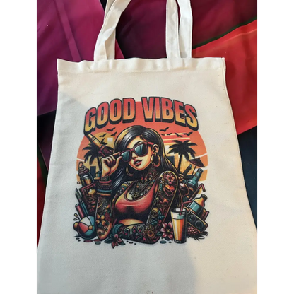 custom sublimation totes - good vibes - totes