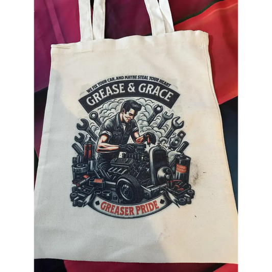custom sublimation totes - grease monkey - totes