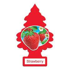 Little trees strawberry air freshener, red tree shape.