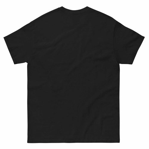 Bold black custom graphic tee, unisex fit, 100% cotton for streetwear look.