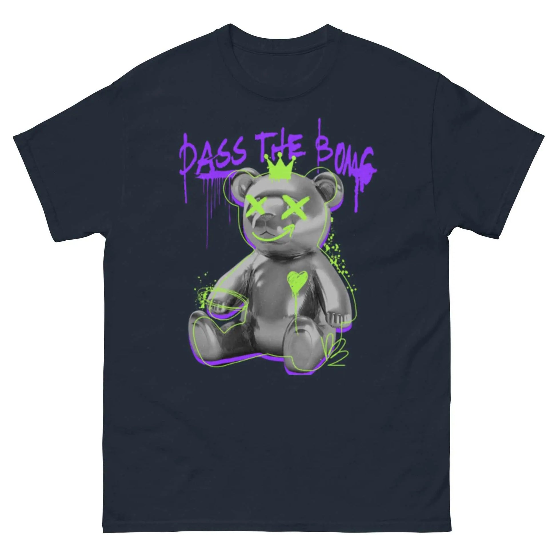 Bold and stylish custom graphic tee featuring a unique design with text "Pass The Bong."