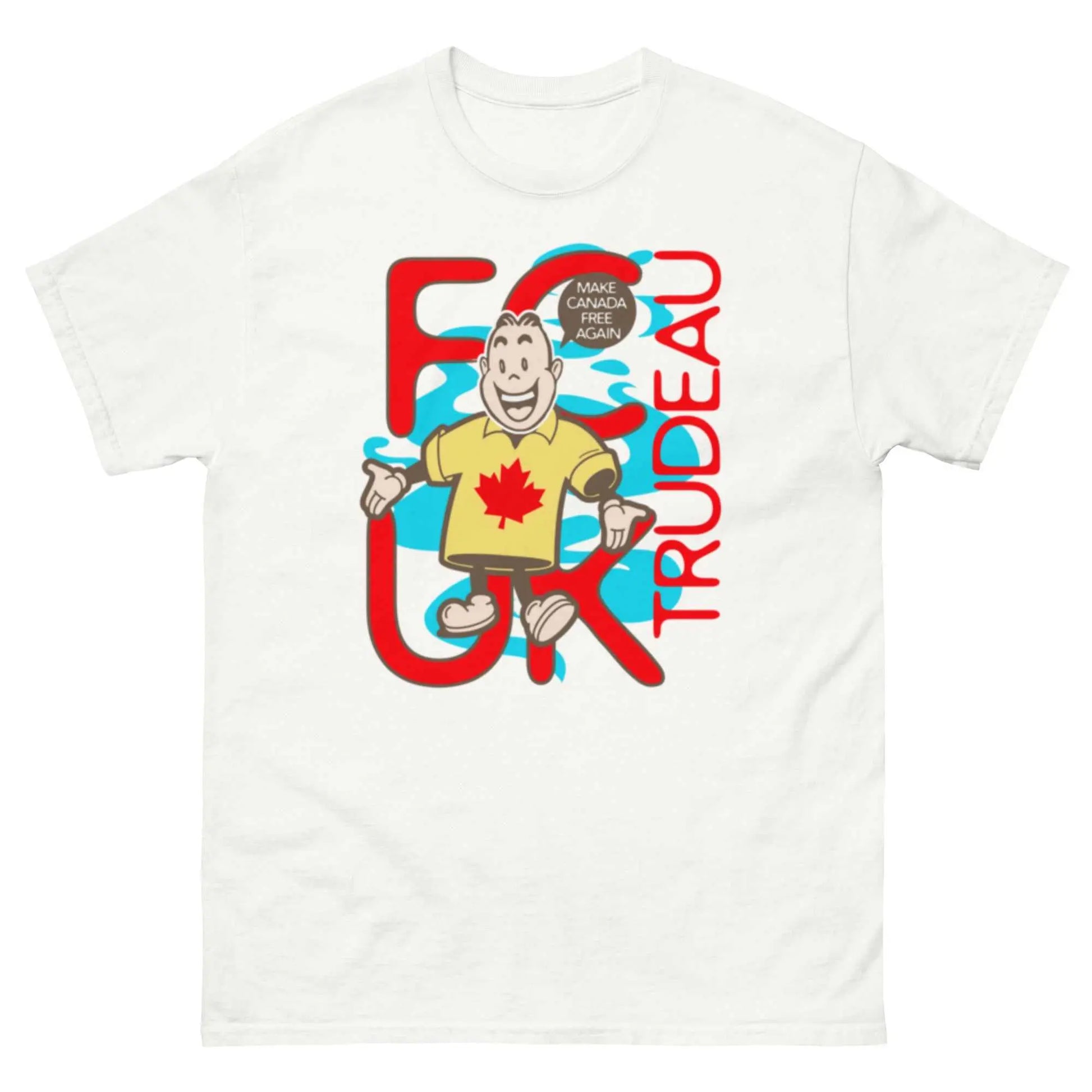 Bold stylish custom graphic tee with funny "f trudeau" design, 100% cotton, unisex classic fit.