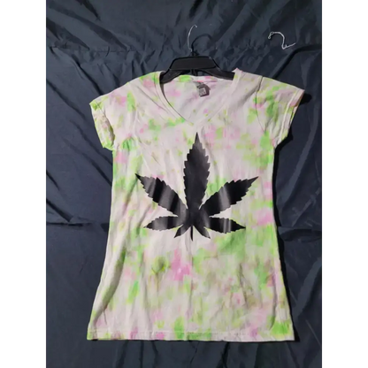 unisex shirts - v neck tiedie leaf size small